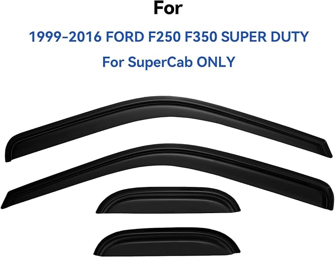 Window Visors Rain Guards for 1999-2016 Ford F250 F350 F450 Super Duty SuperCab - Image 3