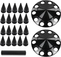PIT66 Front Semi Truck Front Wheel Covers Fit 22.5 24.5 Inch Wheels Black | Pair Satin Black Hub Caps with 33mm Spikes & Lug Nut Covers for Semi Trucks. Fits Front Wheels 22.5" and 24.5"