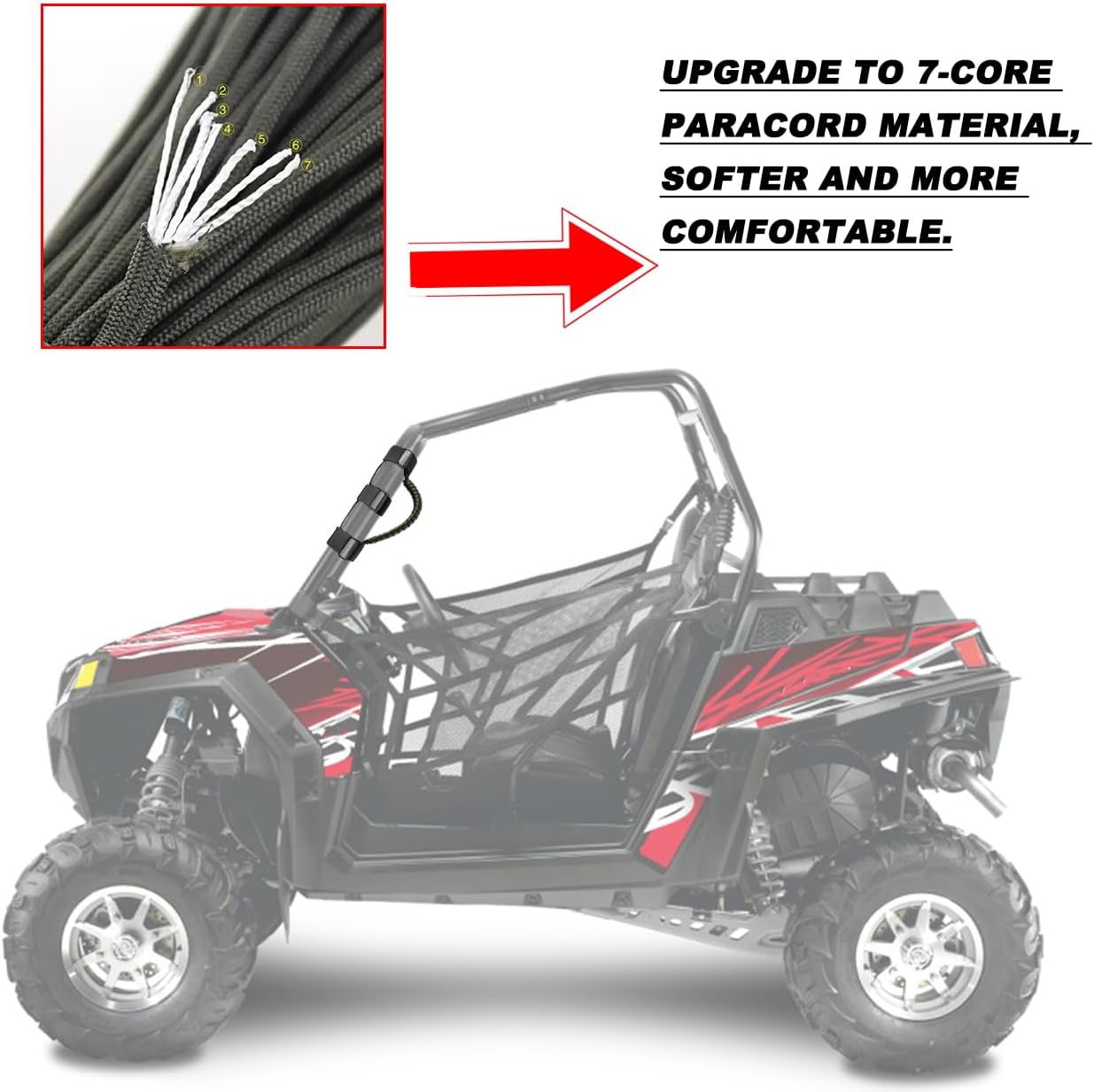 2 Pack UTV Grab Handles for 1.5-2 inch Bars- Roll Bar Grab Handles for UTV&ATV Compatible with Polaris RZR,Can Am,Kawasaki Mule,Honda Pioneer,Paracord Bar Handles,Black&Olive