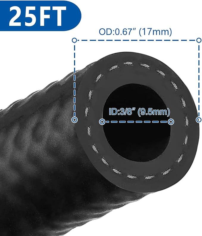 LokoCar Rubber Fuel Hose Line Push Lock 3/8" ID SAE 30R7 NBR 25ft 300PSI Black - Image 3