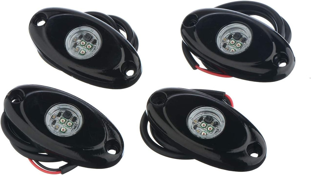 YONEDA 4 Pods Blue Rock Lights 6000K 3LED Bright LED Underglow Lights IP68 Waterproof for Trucks SUV UTV ATV RZR Car Boats Pickup Motorcycle