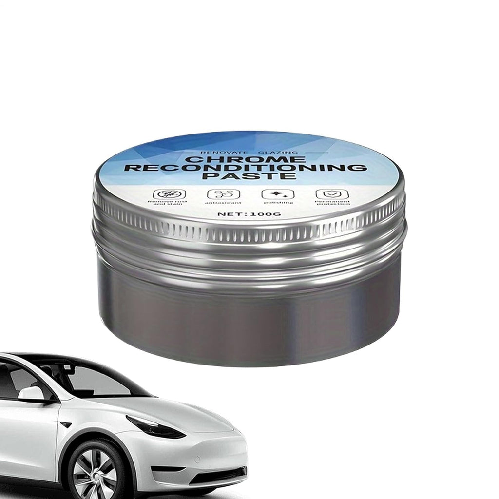 Chrome Polished Scratch Remover, 100g Reconditioning Paste with Repair Wax, Aluminum and Stainless Steel Cleaning Agent for Vehicle, Home, Garage, Workshop Use