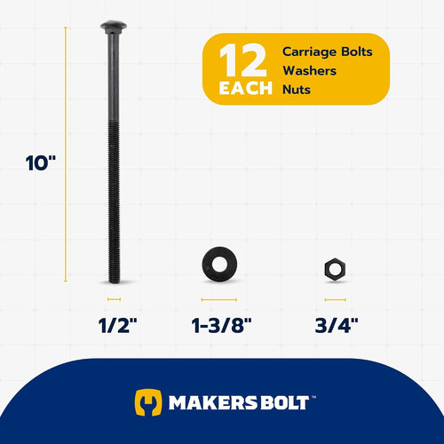 1/2 in. x 10 in. black carriage bolt shown in use