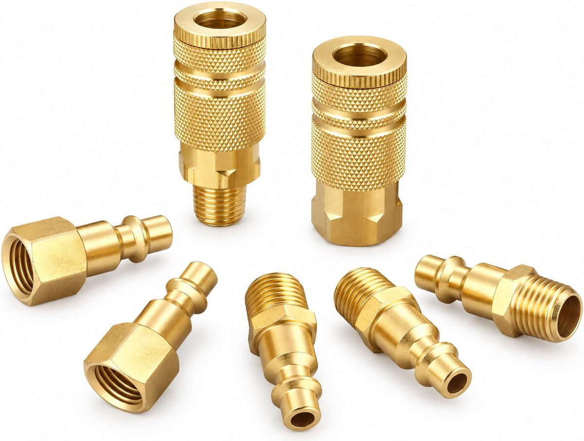 brass 1/4 inch npt air coupler and plug, main product view