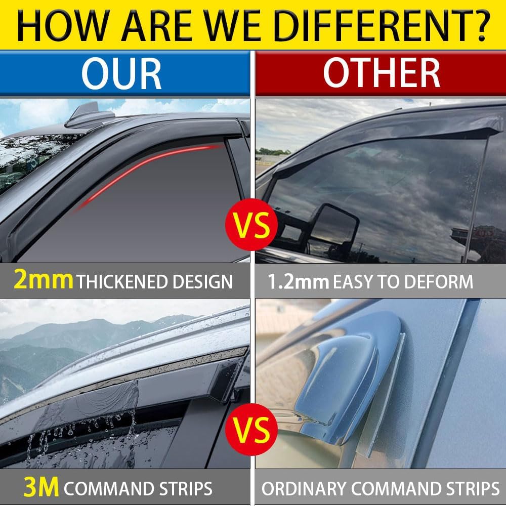 rain guards for mazda 3 hatchback 2010-2013, tape-on, close-up detail