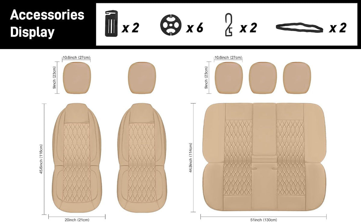 caromop faux leather car seat covers full set,luxury, view 9