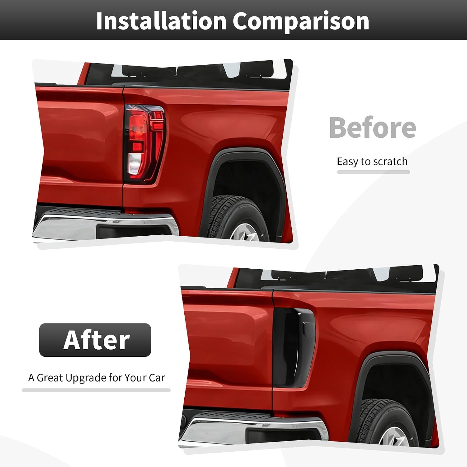 CheroCar Smoked Black Tail Light Cover Trim, Rear Taillight Guard Bezel Decoration Accessories for 2019-2026 GMC Sierra