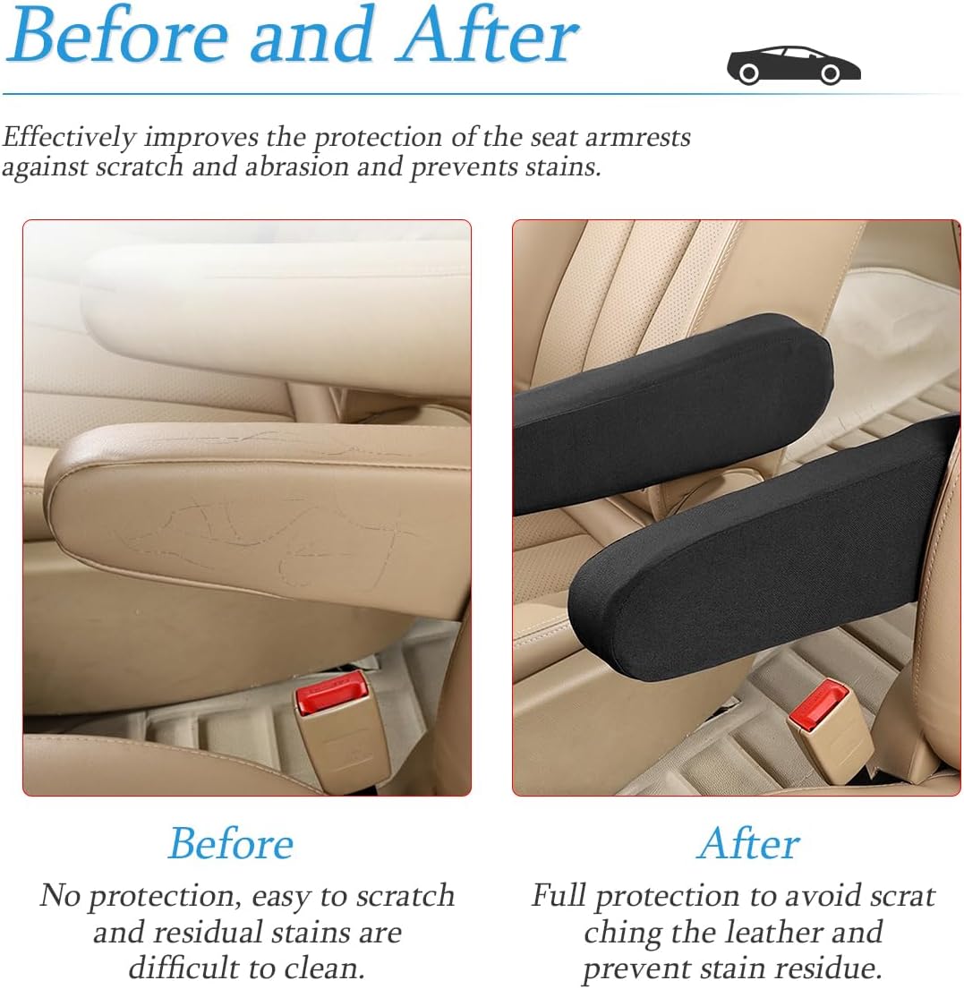 AUCELI 2 Pcs Car Front Seat Armrest Covers, Cloth Fabric Armrest Protectors, Direct Replacement Center Console Lid Armrest Cover Skin, Universal Accessories for Car, SUV, Truck and Van