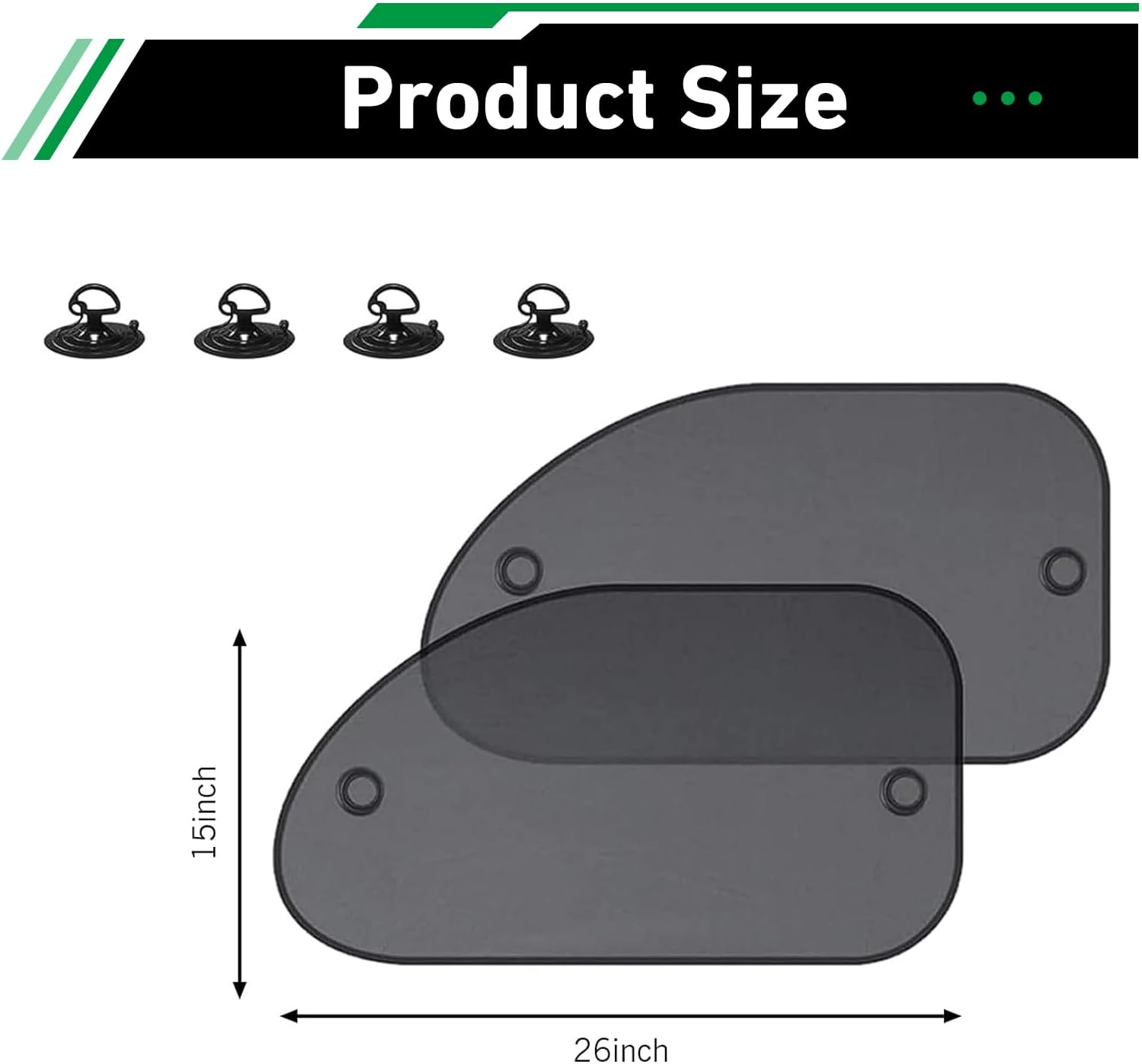 2 Pack Car Window Shades, Breathable Mesh Side Window Sun Shade, Sun Blocker Protection for Car Windows, Automotive Interior Sun Protection Accessories for Baby, Kids and Pets (Black)