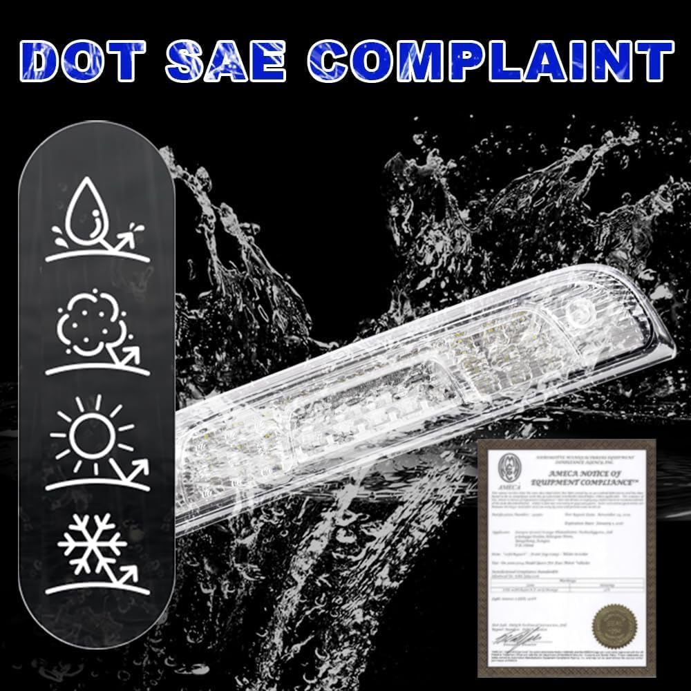 ANDPLAY Rear LED Third Brake Light Compatible with Chevy Silverado 1500 3500 2500HD 3500HD 2014-2018 Fit GMC Sierra 1500 2500HD 2014-2018 Cargo Led Tail Lamps Chrome Housing,Clear lens 23509162