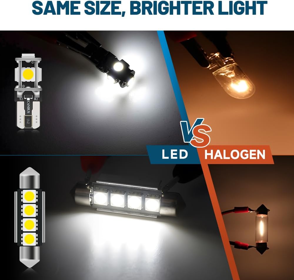 7PCS LED Interior Dome Cargo Light Replacement Kit Led for 2015-2024 F-ord Transit Cargo Van 150 250 350 350HD Map Dome Rear Load Area Luggage Compartment Lights T10 42mm Festoon Bulb Kit Set