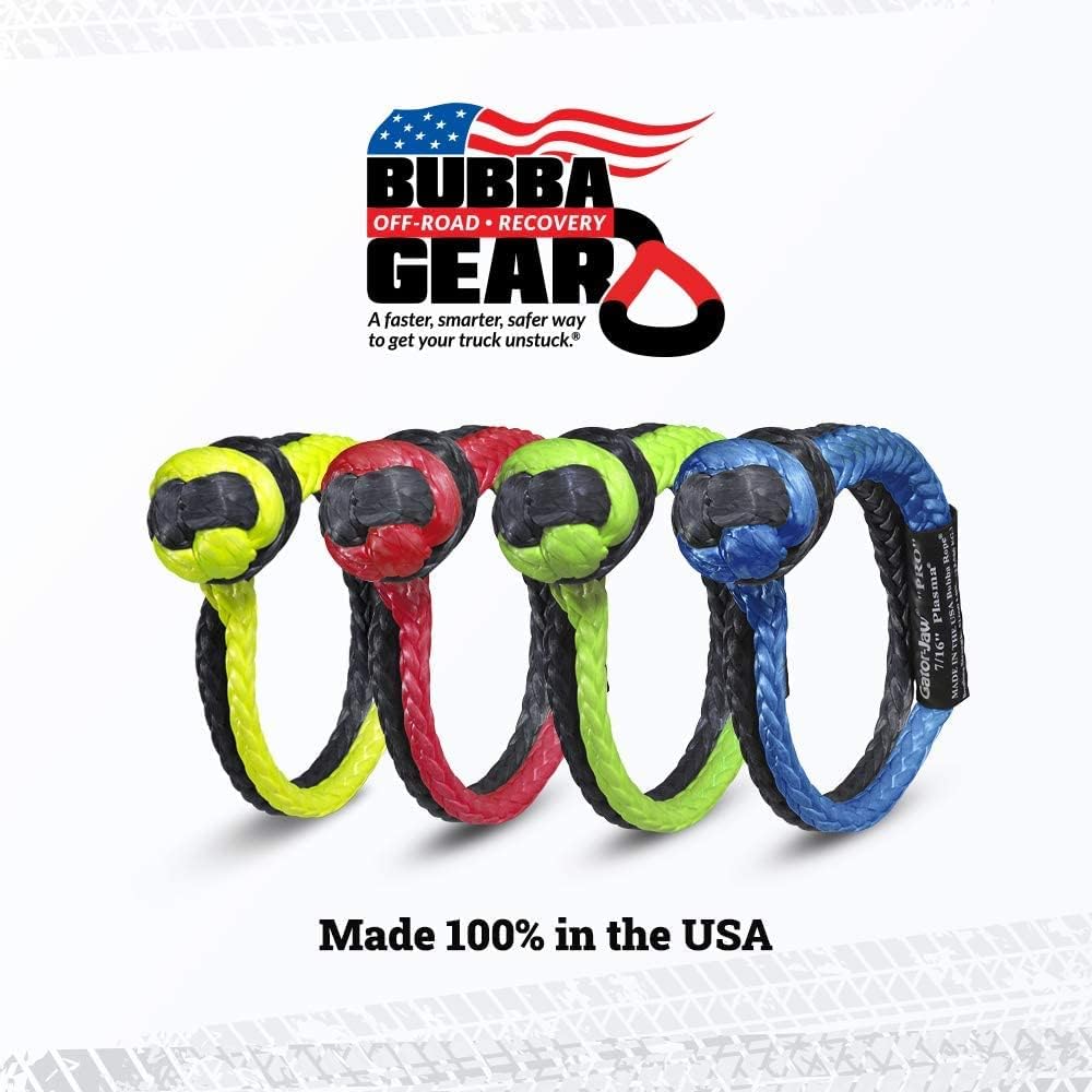 Bubba Rope 176745-PROBB Heavy Duty 7/16" Synthetic Soft Shackle Gator Jaw PRO Breaking Strength of 52300 lb with UHMPE Plasma in Blue and Black, Accessory Ideal for Recovery and Towing Stuck Vehicle