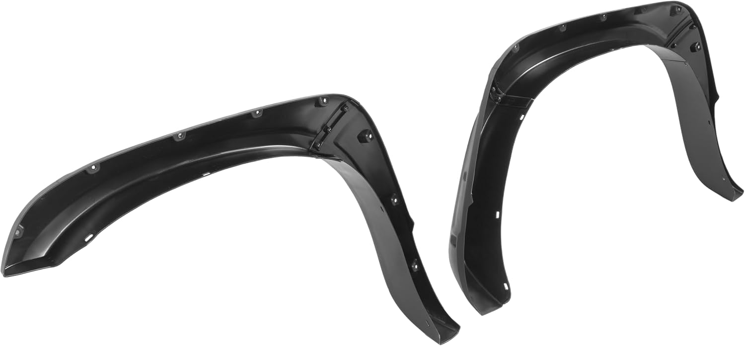 ALMULOO 4Pcs Fender Flares Compatible with 2002-2009 Dodge Ram 1500 2500 3500 (Not Fit 06-09 8ft Bed Models) w/Fleetside 76.3 inch Bed Pocket Riveted Style Wheel Arch Covers Plastic Textured Black