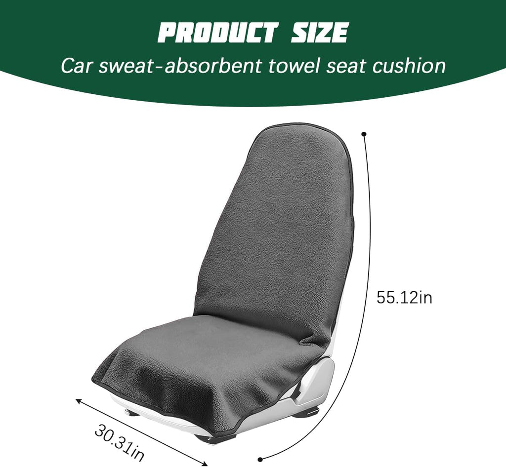 Waterproof Car Towel Seat Cover, Non-Slip Soft Vehicle Sweat Towel Protector, Machine Washable Automotive Front Seat Sweating Cover Accessories, Universal for SUV Trucks (Gray)
