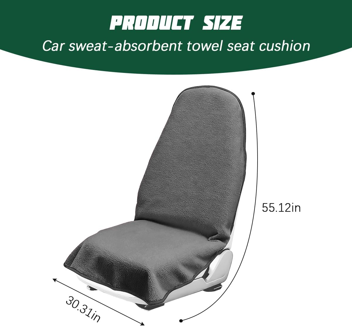 Waterproof Car Towel Seat Cover, Non-Slip Soft Vehicle Sweat Towel Protector, Machine Washable Automotive Front Seat Sweating Cover Accessories, Universal for SUV Trucks (Gray)