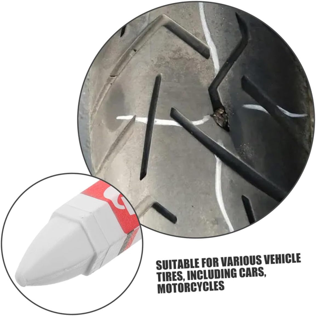 PRETYZOOM Tire Marking Pen, 3.93 in White Wax Chalk Marker for High-Visibility Temporary Tire Spot Identification & Quick Repair, for Car, Motorcycle & Bicycle Maintenance