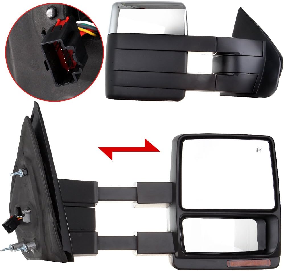 A Pair Heated Towing Mirrors Fits 2004-2015 for Ford for F-150 Pickup Truck, Power Adjusted View Mirror with Turn Signal Indicator