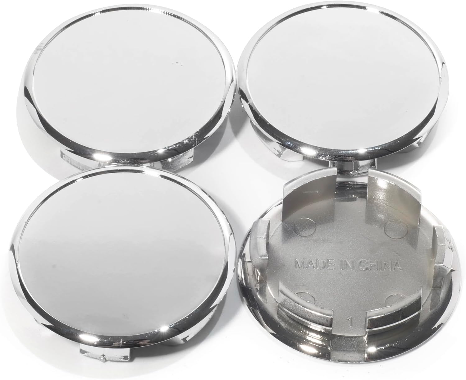 Open End Plus Plug Center Caps for Trailer RV Replacement EZ Lube Cap, 2.22in, Chrome, 4PCS