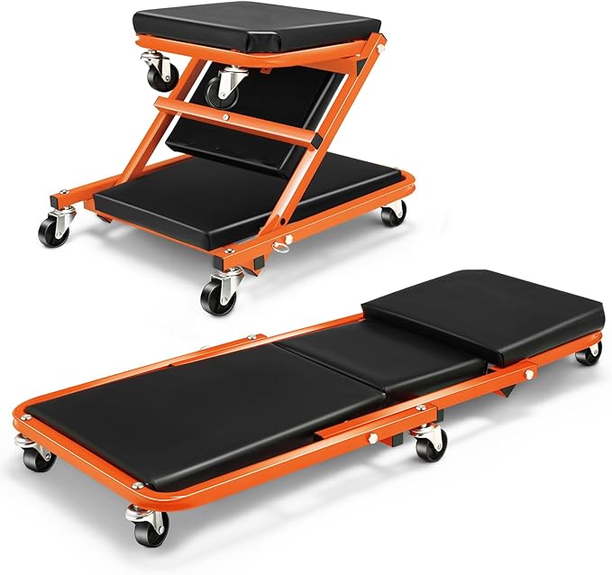 DNA MOTORING 36 Inches 2 IN 1 Rolling Folding Car Creeper/Seat, 150kg Weight by DNAMOTORING-Tools