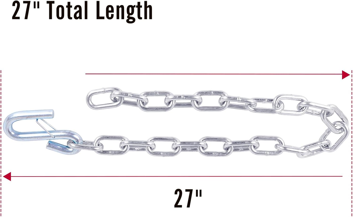 27" Trailer Safety Chain Kit with 5/16" Spring Hooks, Grade 30 Heavy Duty Steel Towing Chains 7000 lbs Capacity for RV, Boat & Utility Trailer, Zinc-Plated Rust Resistant, 2 Pack