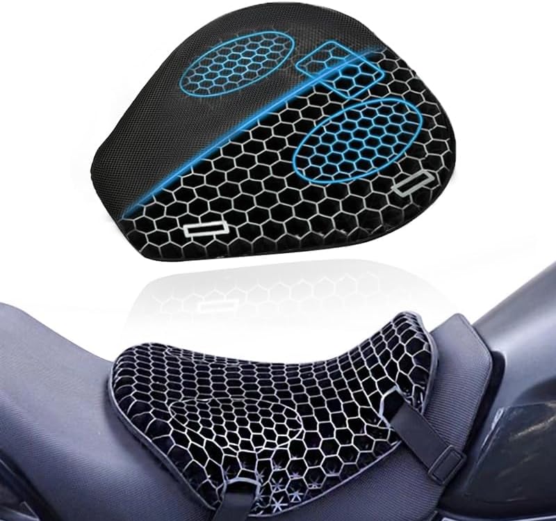 Motorcycle Gel Seat Cushion for Honda Africa Twin 2017-2024, with Seat Cover, 3D Honeycomb Structure, Shock-Absorbing and Breathable, Soft and Comfortable for Long Rides
