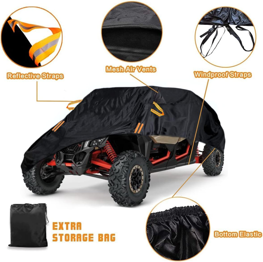 Waterproof UTV Cover, Heavy Duty Black Oxford Cloth All-Weather Protection UT...