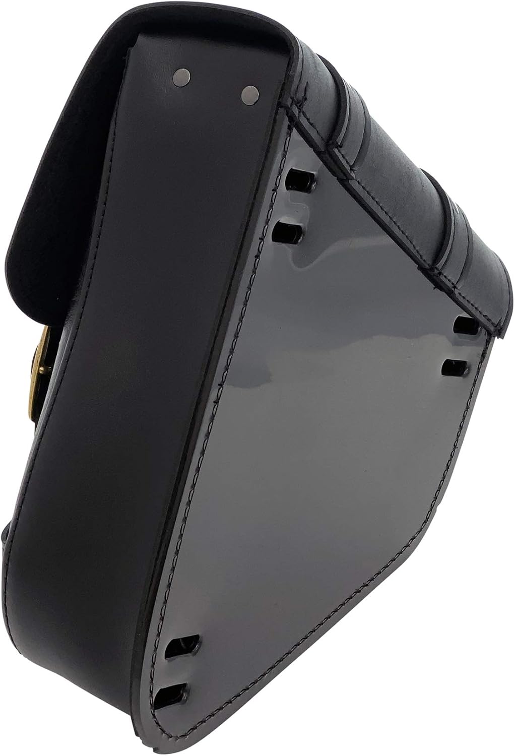 Willie & Max Black Synthetic Leather Motorcycle Swingarm Bag for Sportsters/Dual Shock Models - Nickel Buckle - Made in USA [59778-00]
