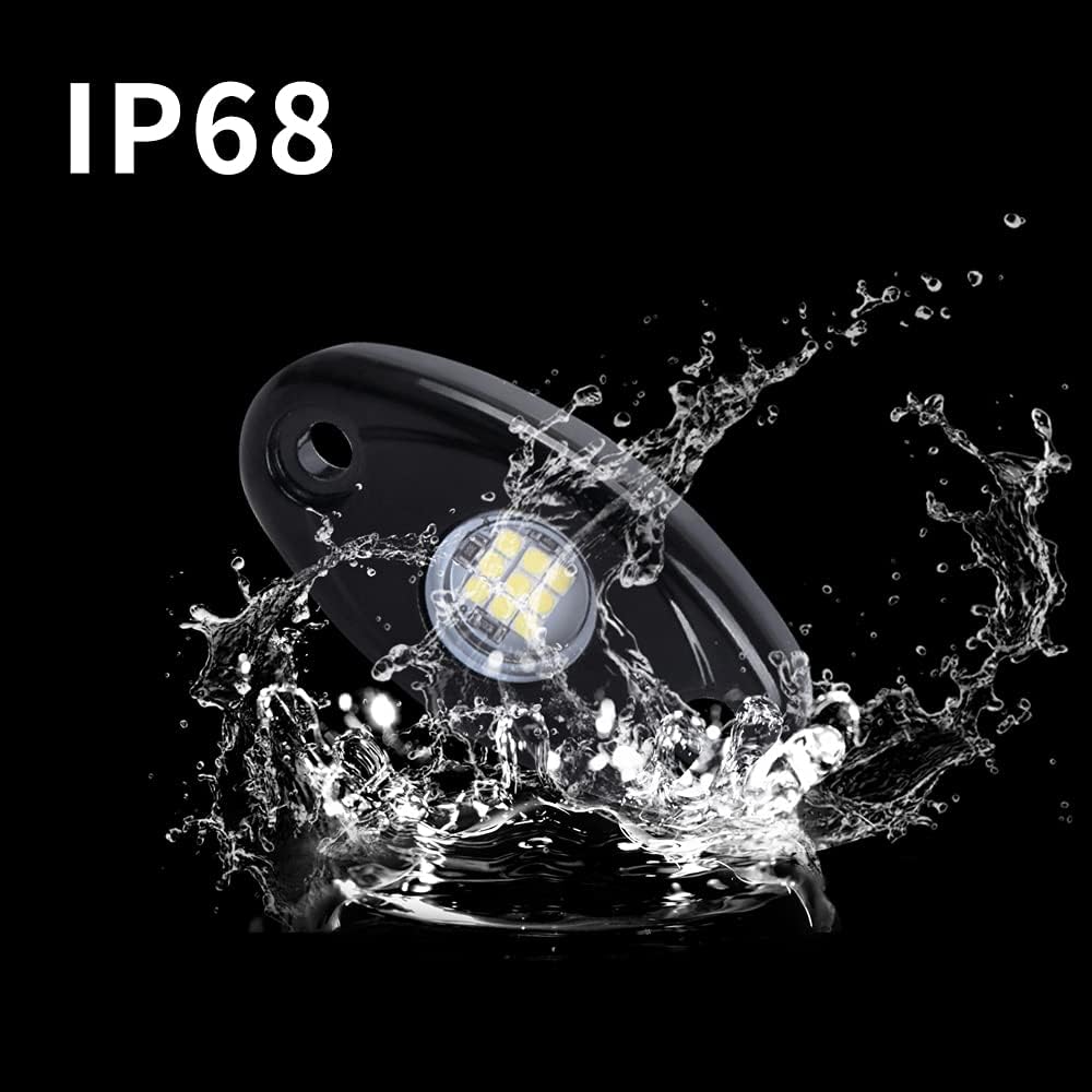 4 Pods LED Rock Light Kits White for Jeep ATV UTV SUV Off Road Car Truck Boat Underbody Glow Fender Lamp Underglow LED Neon Lights Waterproof