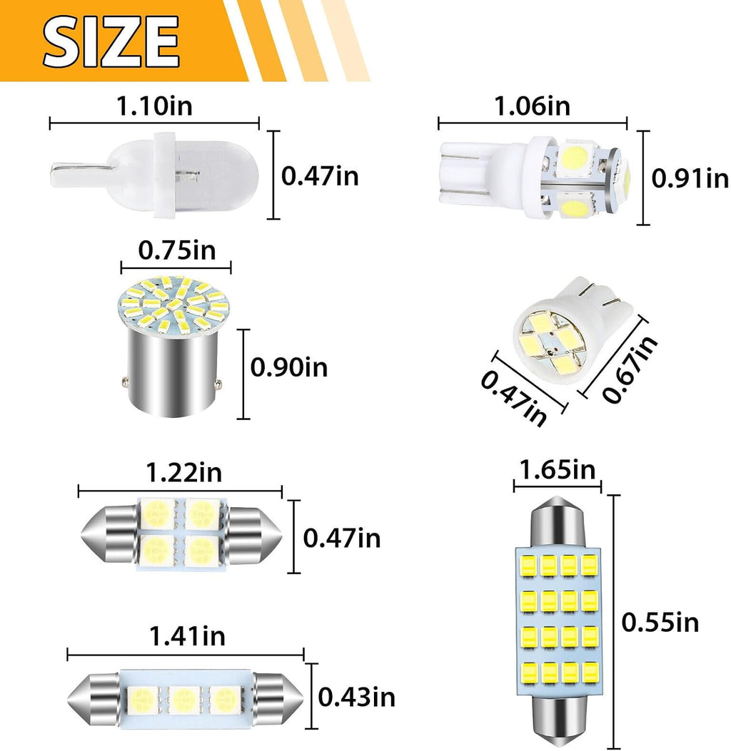 Car Interior Combo LED Map Dome Door Trunk License Plate Light Bulbs White 42PCS