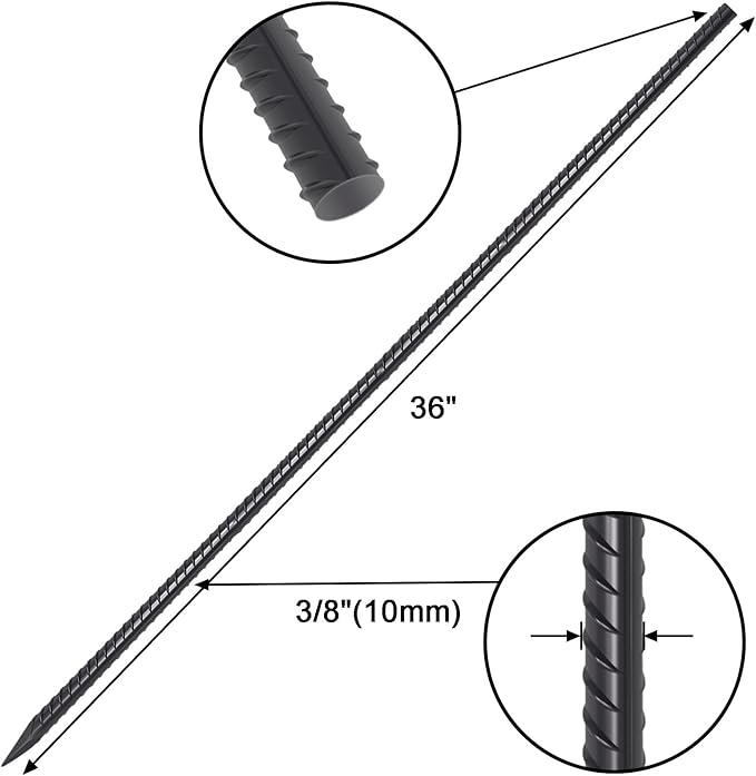 VVOKGO RebarStakes 36 Inch Ground Rebar Stakes, Heavy Duty Hook Ground Anchors - Image 2
