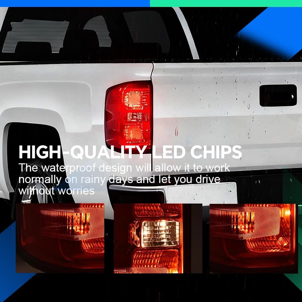 G-PLUS Tail Light Assembly w/Wiring Harness Fit For 2016 2017 2018 2019 Chevy Silverado 1500 2500 HD/GMC Sierra 3500 HD Tail Brake Lamps GM2800261 GM2801261 Luces Traseras,Faros Traseros Red Lens