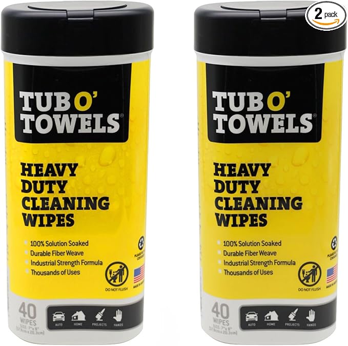 Tub O' Towels Heavy-Duty Multi-Surface Cleaning Wipes, Removes Grease, Tough by TubOTowels