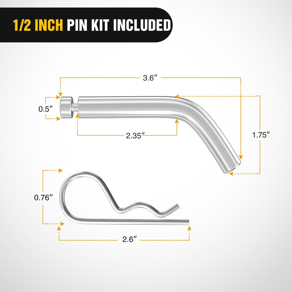 Nilight Trailer Hitch Mount with 2 Inch Trailer Ball & 1/2" Hitch Pin Clip Fits 1-1/4" Receiver Tubes 3500 lbs 1-1/4" Drop 3/4" Rise, 2 Years Warranty