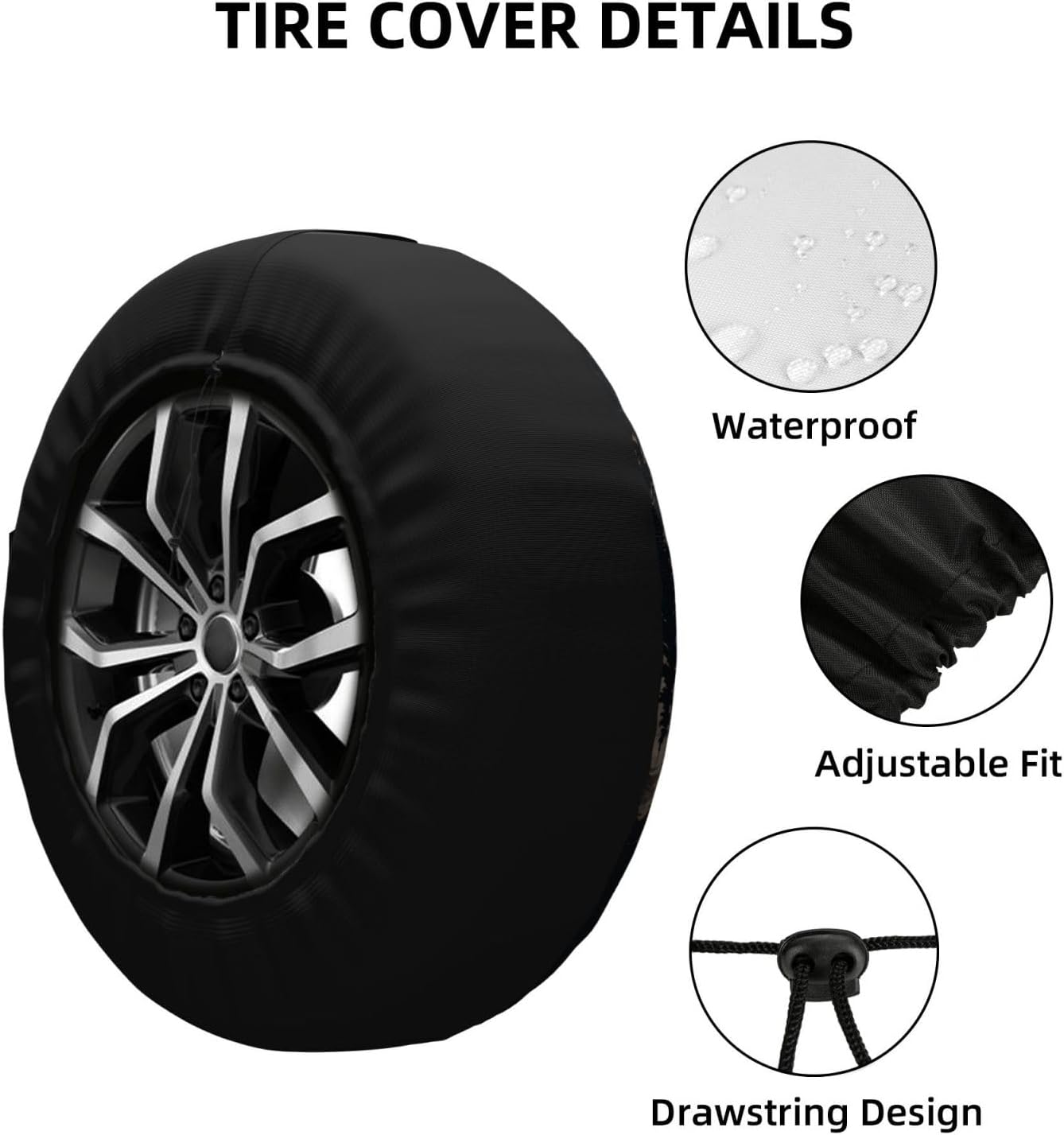 Patriotic Bigfoot Spare Tire Cover for RV Camper SUV Truck, Waterproof Polyester Tire Wheel Cover, Universal Fit Outdoor Spare Wheel Protector with 15in