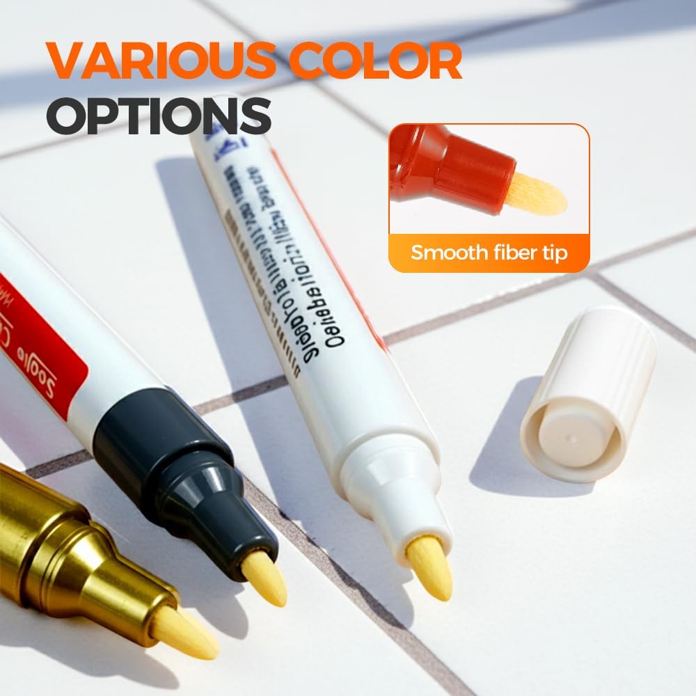 AprYew Grout Pen White Tile Grout Paint, 2026 New Waterproof Grout Paint Pen, Grout Sealer Marker for Cleaner Looking Grout Lines, Narrow 5mm Tip (Light Grey)