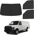 Front Windshield ＆ Side Window Sun Shade for 1992-2025 Fo-rd E-Series E-150 E-250 E-350 E-450 Van Motorhome, Foldable Window Sunshade Sun Visor Protector Blocks UV Rays Heat, Pack of 3