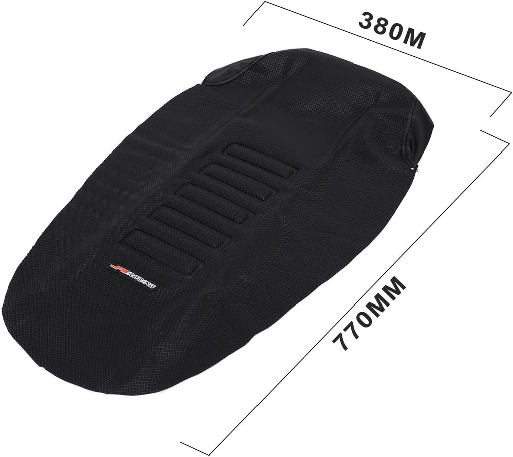 JFG RACING Dirt Bike Seat Cover Particle Surface Gripper Soft Seat Cover Universal for CRF CR XR YZ TTR PW WR DRZ RM RMZ KX KLX EXC SX SSR Apollo SDG Thumpstar Dirt Pit Bike Black