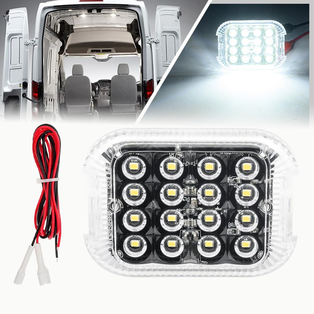LED Interior Cabin Courtesy Cargo Load Space Area Dome Light for 2014+ Ford Transit 150/250/350/350 HD Cargo Van Transit Connect LED Rear Truck Bed Cargo Light with Harness Wiring