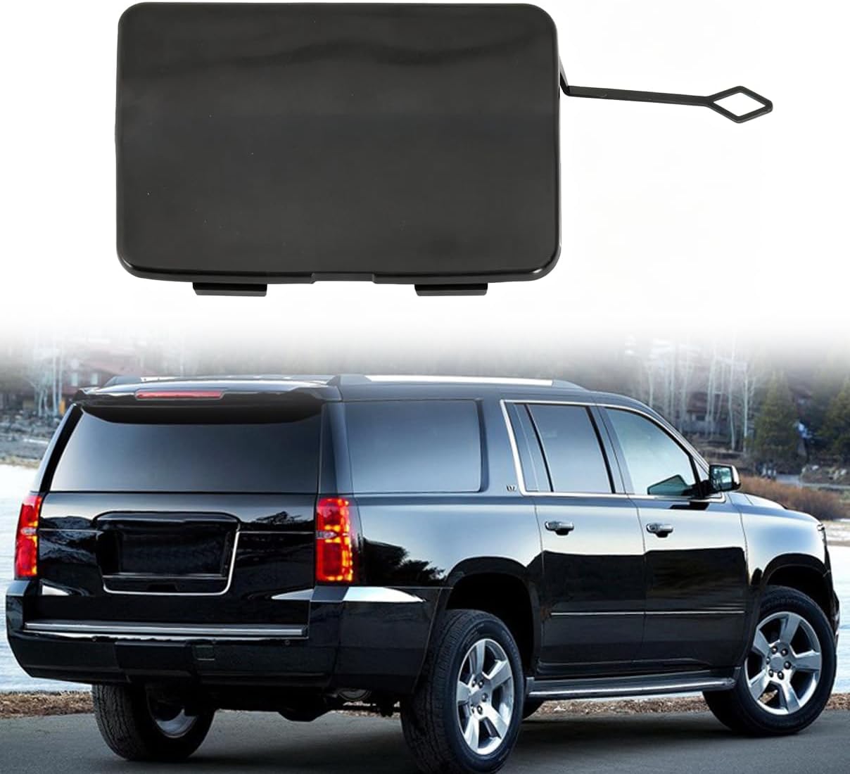 Rear Bumper Tow Hook Cover Cap For Chevy Suburban/Tahoe 2015-2020 23142971 | Primed Plastic, Replaces #GM1129112, Easy Installation