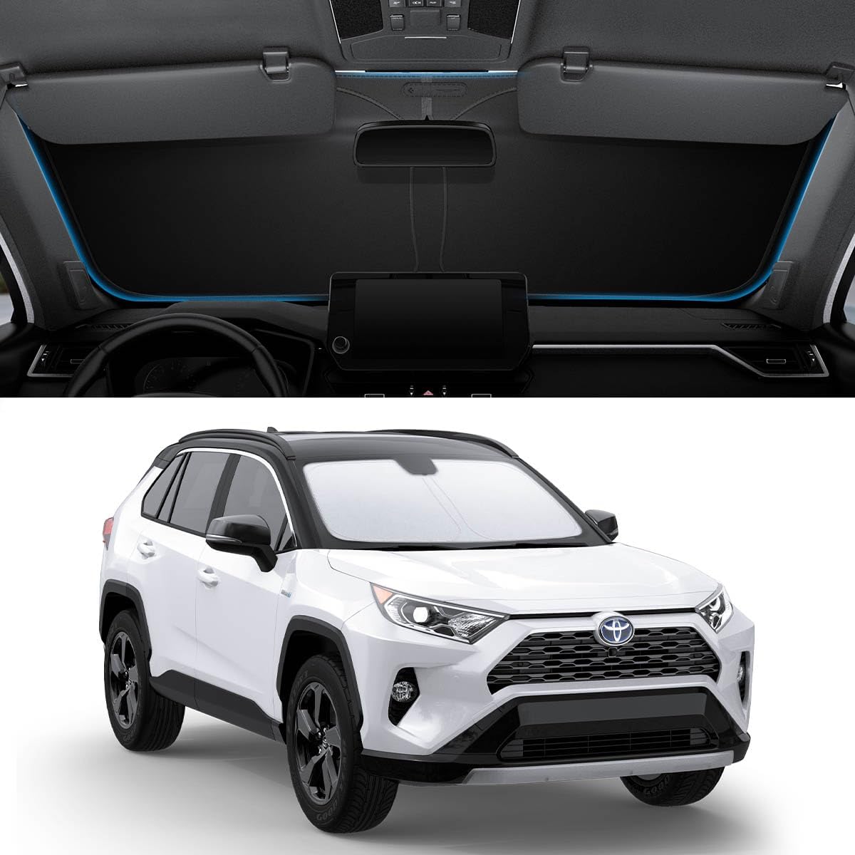 Spigen Triple-Coated CryoShade Front Windshield Sunshade (Reinforced Velcro Strap) for Toyota RAV4 2019-2025 and RAV4 Prime 2021-2025