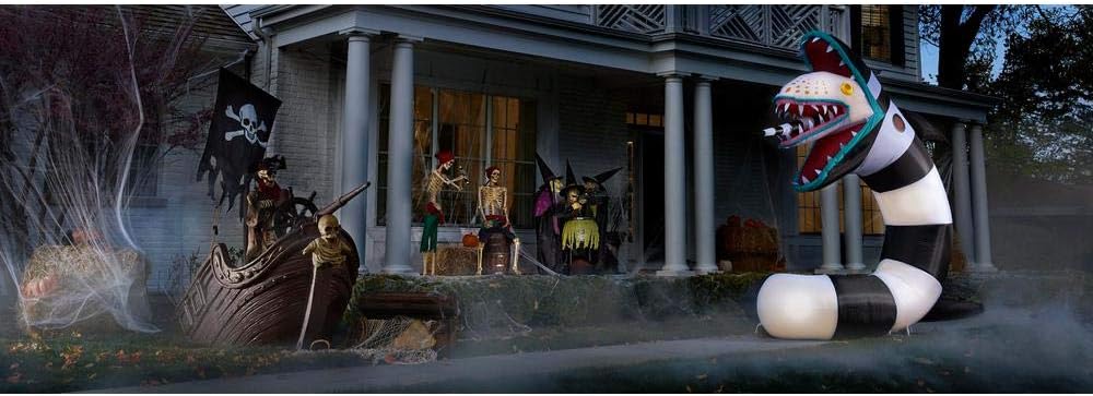 Warner 9.5 Ft Pre-Lit Halloween Inflatable! Animated Beetlejuice Sandworm Air...