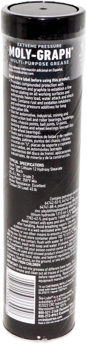 CRC SL3330 MOLY-GRAPH EXTREME PRESSURE MULTI-PURPOSE LITHIUM GREASE, 14 WT OZ...