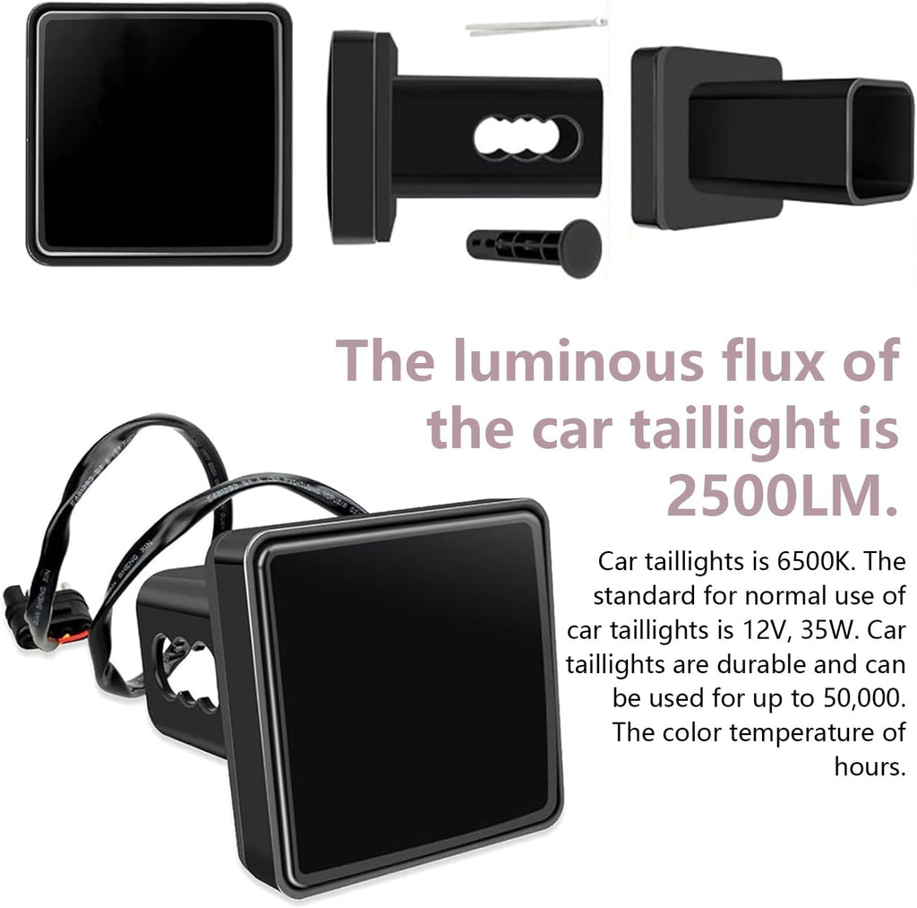 Downhill LED Trailer Hitch Brake Light, 5 LED red Super Bright Brake Lights, 12V Waterproof Trailer Hitch Cover, Universal Fit 2" Square Multi-Functional Trailer Hitch Covers, for Trailers (Black)