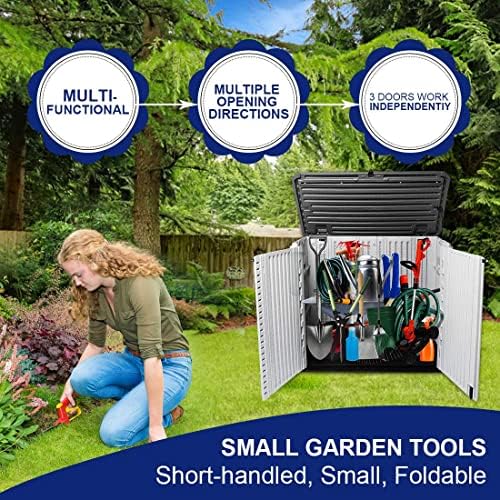 kinying outdoor storage shed - horizontal storage box, front angle view