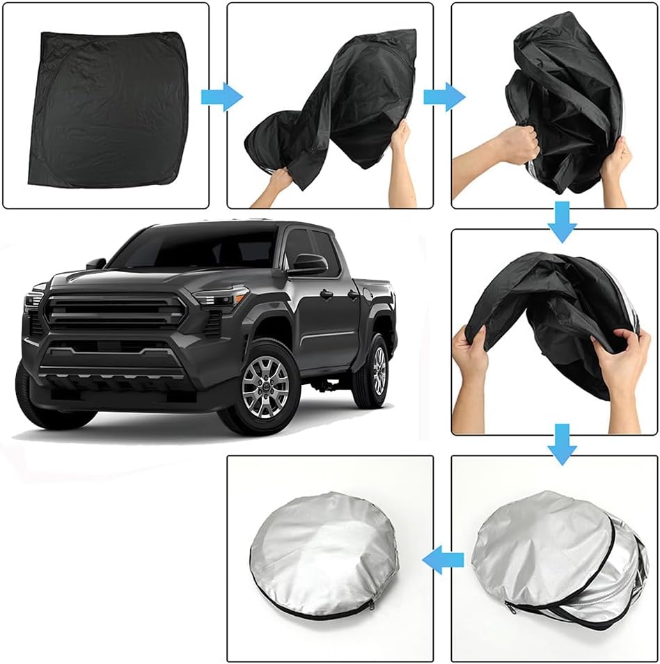 D-Lumina Windshield Sunshade - Compatible with Toyota Tacoma 2024 2025 - Foldable Front Window Sun Protector, Sun Shade, Heat Shield