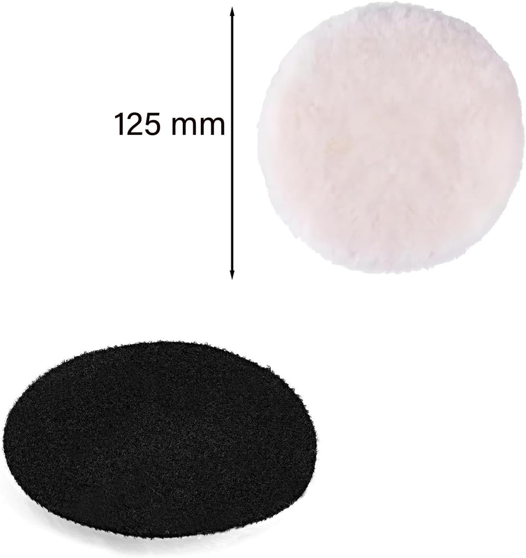 Swagwert 5 inches Wool Buffing Pads polishing Soft Sheepskin for Car, Furniture, Glass & More with Hook and Loop(Packs of 2)