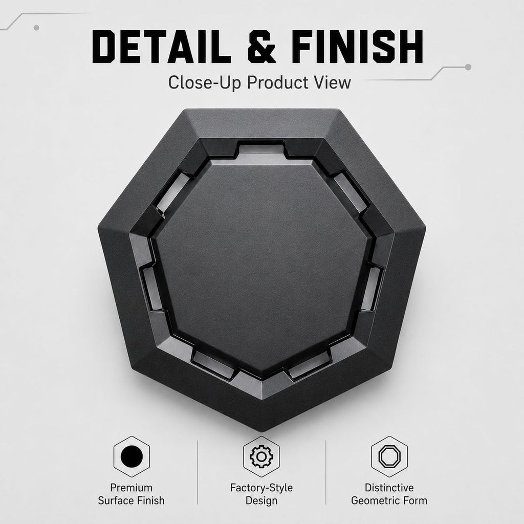 Cyber Wheel Cap Kit for Tesla Cybertruck, Set of 4 Wheel Center Cap Covers, Retail Box Included, Factory-Style Matte Black Replacement Wheel Caps