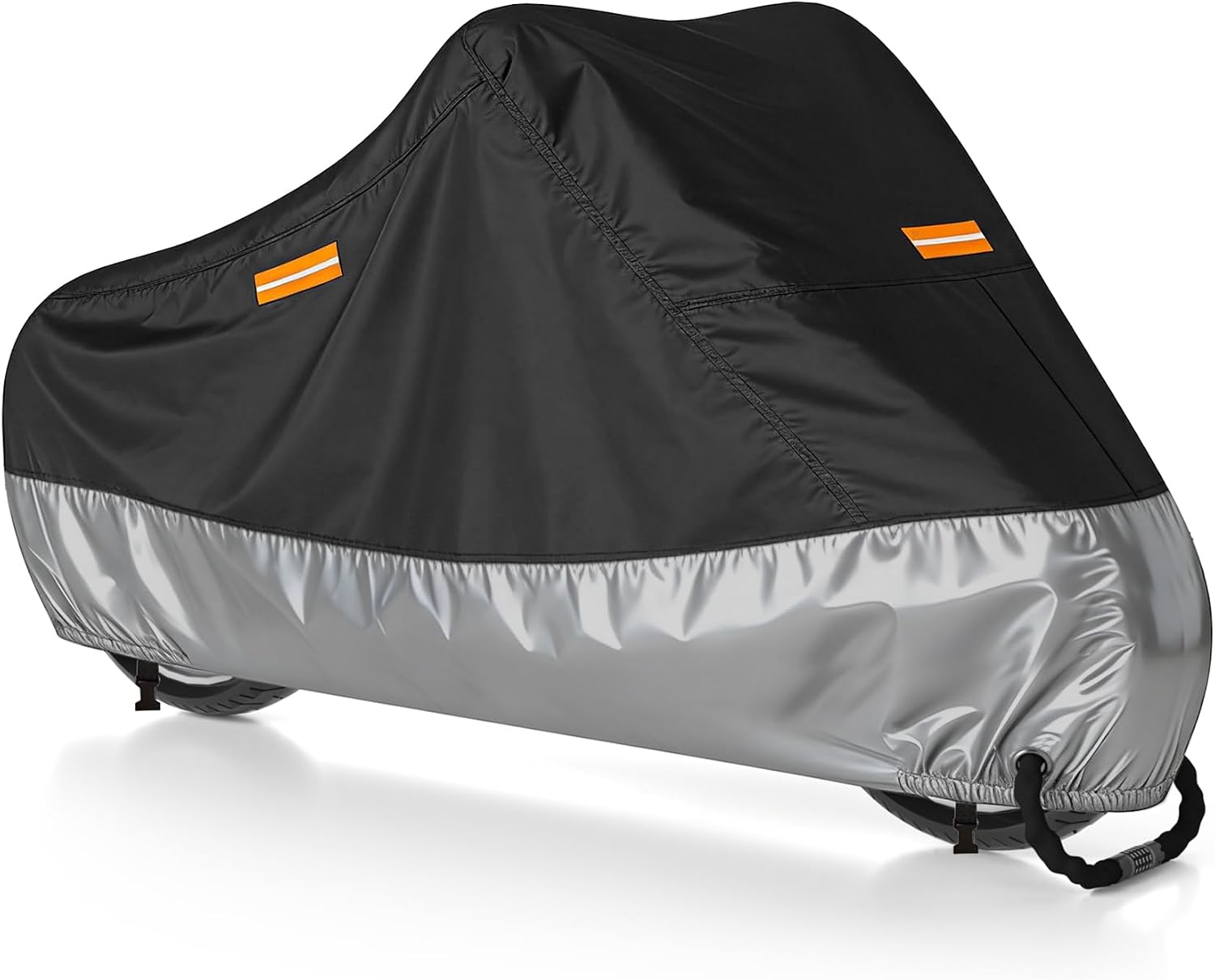 300D Motorcycle Cover Waterproof Outdoor, 96.5 inch Fits for Harley Davidson Sportster Iron 883/1200, Forty-Eight, Nightster, Nightster Special, Street 500/750, Black Silver