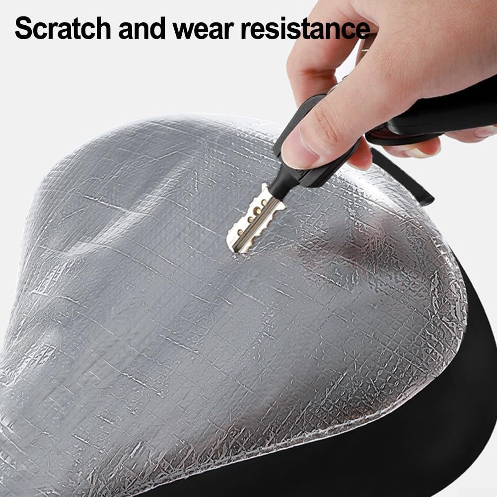 Bike Saddle Cover, Double-Sided Aluminum Foil Heat Insulation, Waterproof Sunblock Protector for Mountain Road Bike Electric Scooter Seat, Black Silver(2PCS)