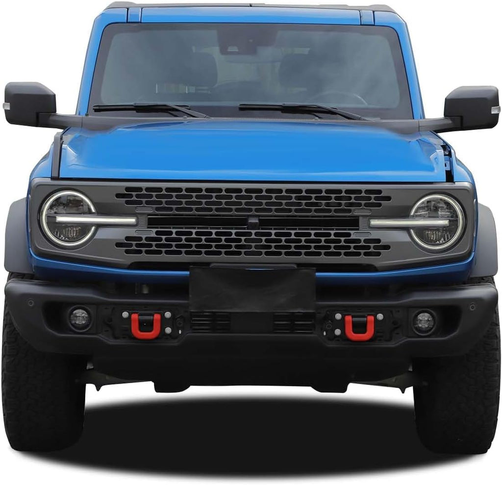 Linskip for Capable Steel Bumper Tow Hook Covers Fit for 2021-2026 Ford Bronco Accessories, Tow Hook Rubber Sleeve Protectors for Bronco Exterior Accessories(Red)